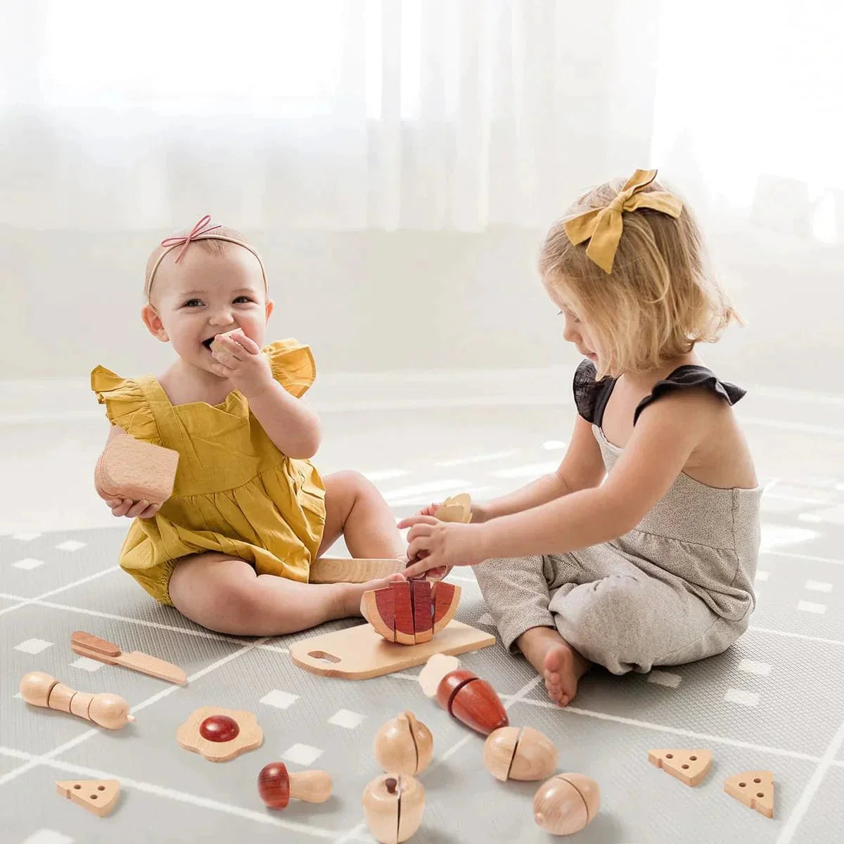 Tiny Land® Play Kitchen Accessories – Play Food for Play Kitchen: Wooden Cut and Play Food Toys
