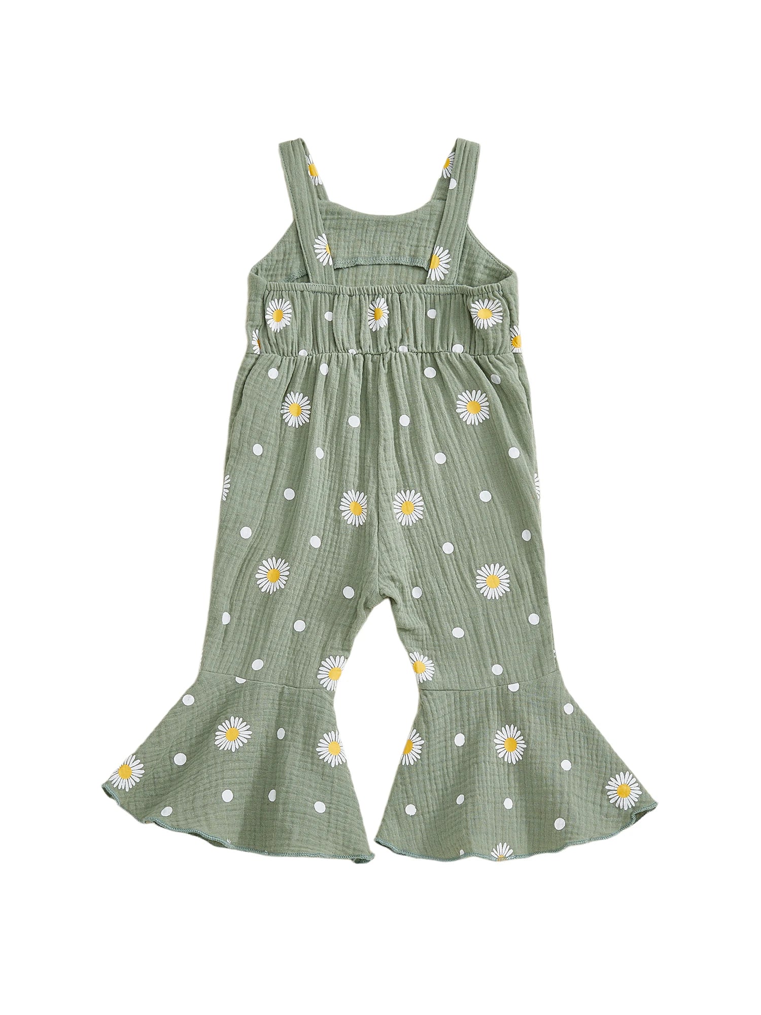 Baby Toddler Girls Summer Overalls Infants Sleeveless Daisy Floral Print Suspender Flared Pants
