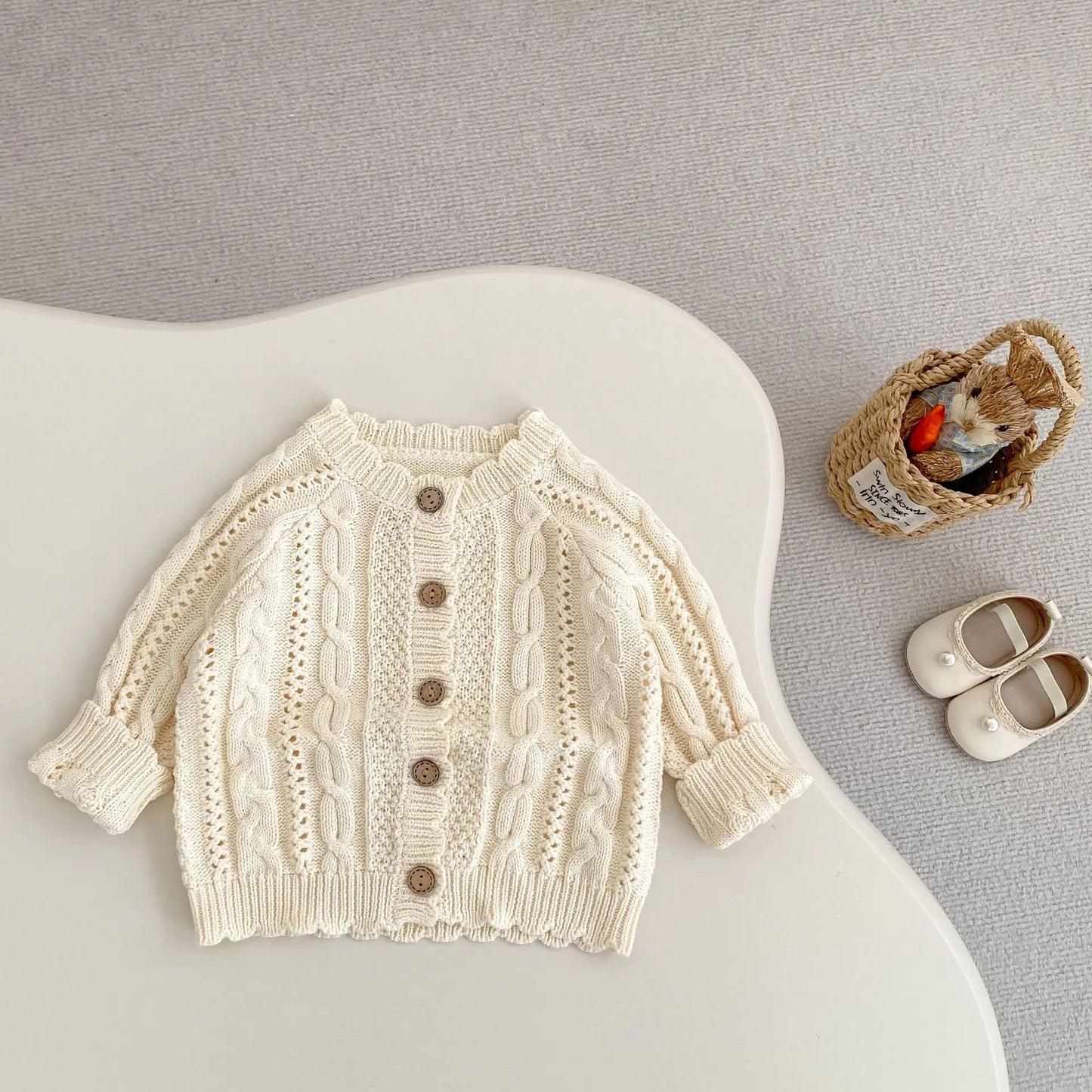 Baby Toddler Girl Sweater Cardigan Winter Clothes Long Sleeve Knitwear Warm Thick Button Up Knit Top