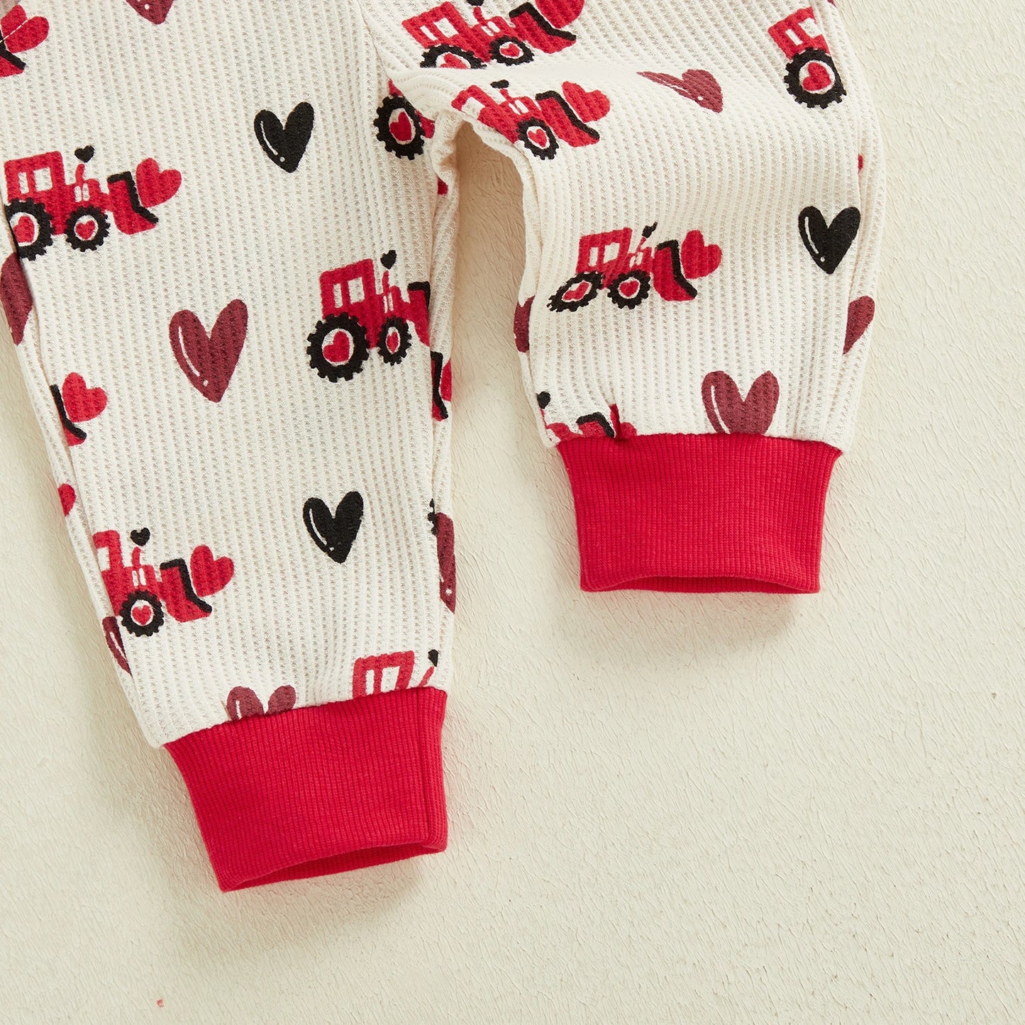 Baby Toddler Boy 2Pcs MY LOVE Valentine's Outfit Letter Embroidery Long Sleeve Crew Neck Pullover Top and Joggers Pants Set