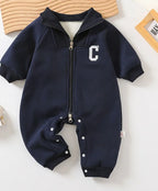 Letter C Print Long Sleeve Jumpsuit Romper