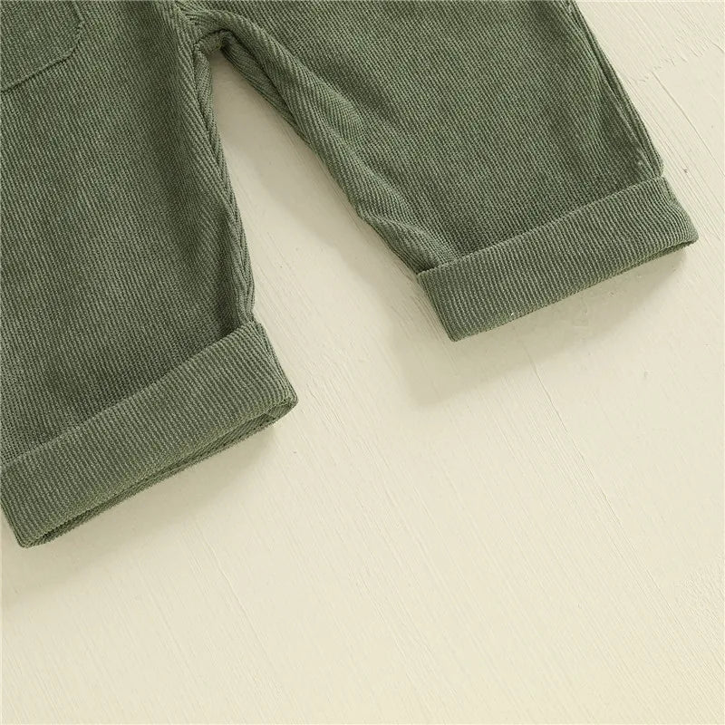 Baby Toddler Boys Girls Suspender Pants Jumpsuit With Buttons Fit Solid Color Overalls Romper