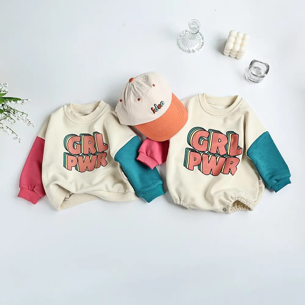 GIRL POWER Patchwork Sweater Bodysuit Romper