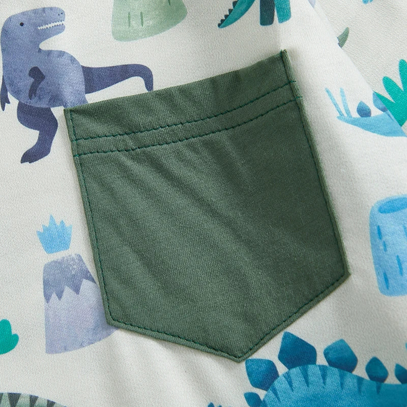 Toddler Kids Boys 2Pcs Outfit Dinosaur Print Long Sleeve Top with Pants Fall Outfit Jogger Set