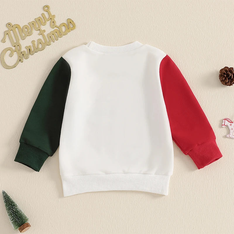 Baby Toddler Girls Boys Christmas Letter Santa Cookies Reindeer / Merry Christmas Ya Filthy Animal Long Sleeve Pullover Patchwork Top