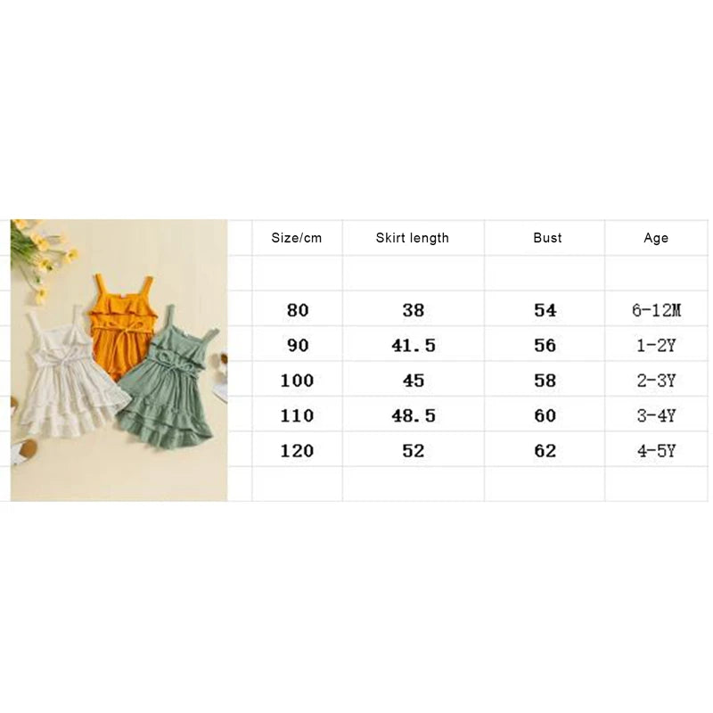 Baby Toddler Girls Summer Dress Casual Sleeveless Tank Square Neck Tie Belt A-Line Dress