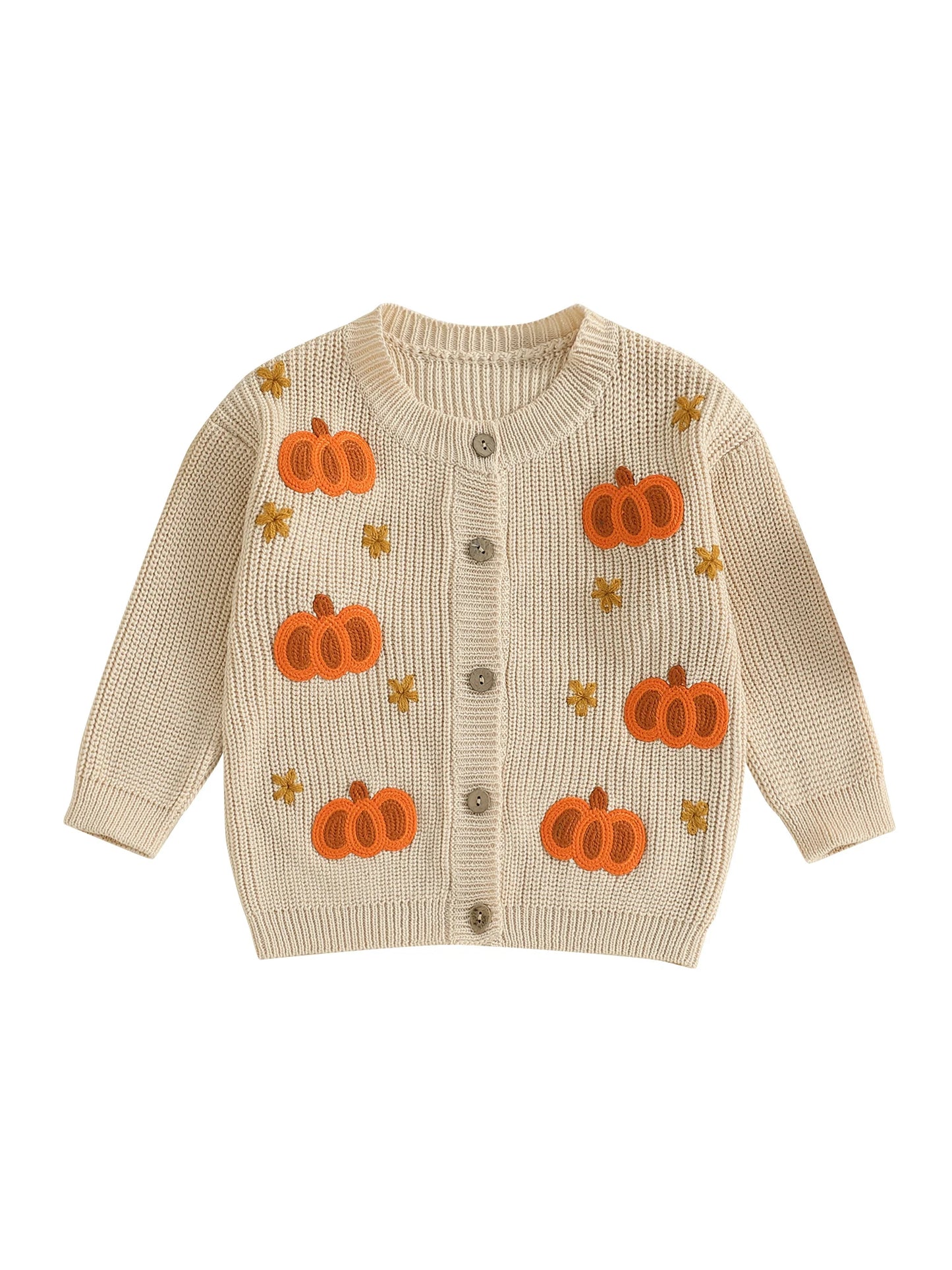 Baby Toddler Girls Halloween Sweater Casual Pumpkin Pattern Infant Button Cardigan Knitwear Warm Clothes Top