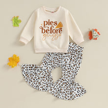 Load image into Gallery viewer, Baby Toddler Kid Girls 2Pcs Clothing Outfits Thanksgiving Letter Pies Before Guys Print Long Sleeve Top Flare Pants Set
