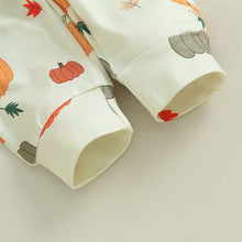 Load image into Gallery viewer, Baby Girls 3Pcs My First Halloween Outfit Little Pumpkin Prints Long Sleeves Romper Pumpkin Pants Headband
