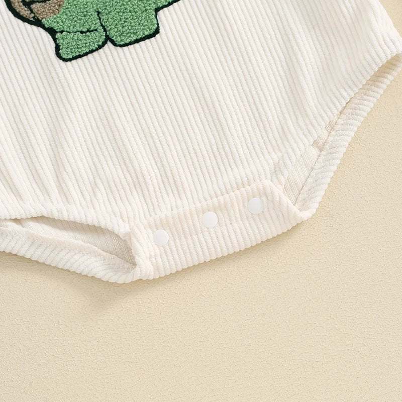 Baby Boys Girls Corduroy Romper Casual Square Neck Sleeveless Overall Chicken Dinosaur Baseball Tractor Embroidery Summer Jumpsuit