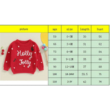 Load image into Gallery viewer, Baby Toddler Girls Boys Holly Jolly Christmas Sweater Classic Long Sleeve Letter Embroidery Knit Pullover Top
