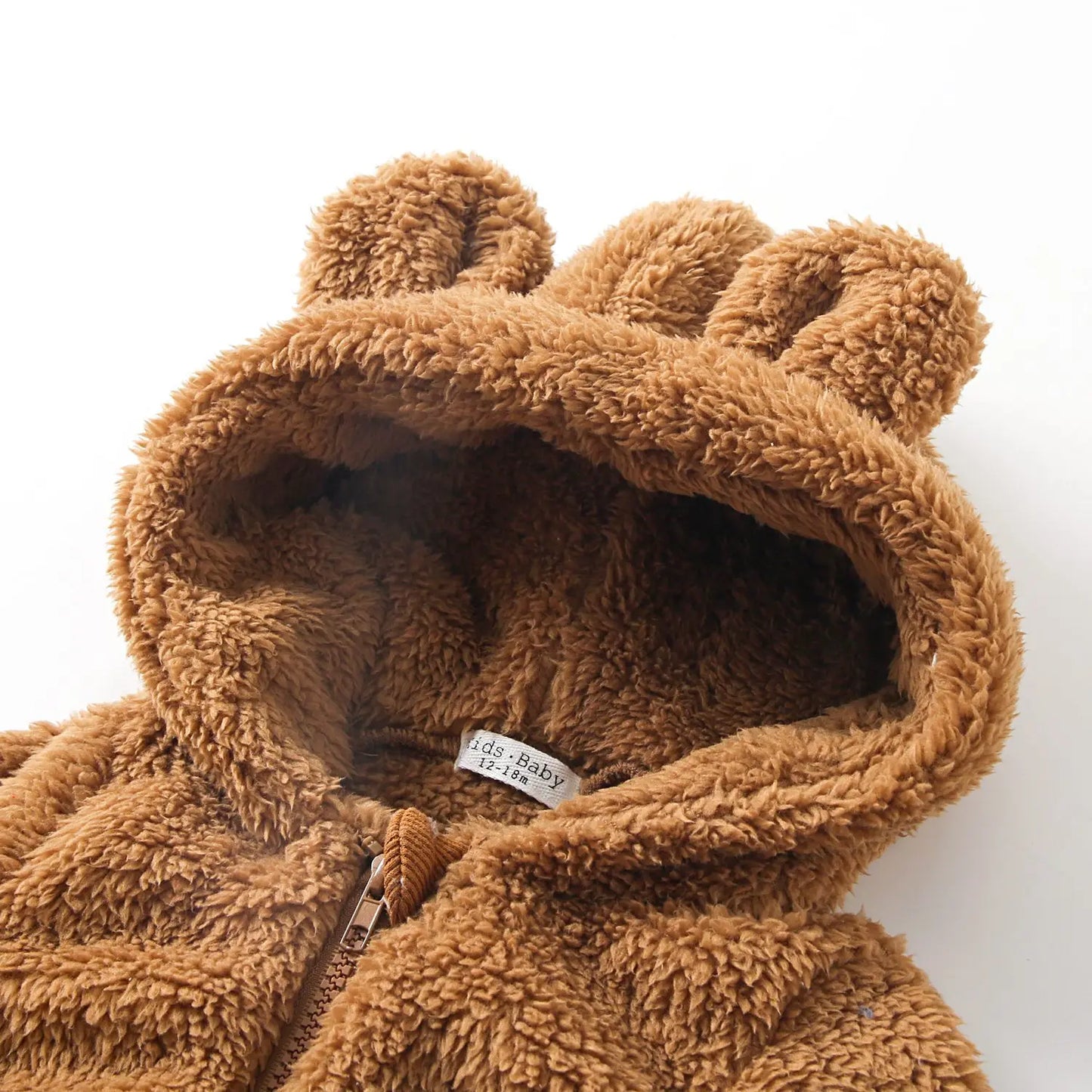 Baby Toddler Boy Girl 2Pcs Bear Winter Clothes Set Zipper Hooded Top with Ears Pant Suit Thick Warm Fleece Two Piece Jogger Set Outfit