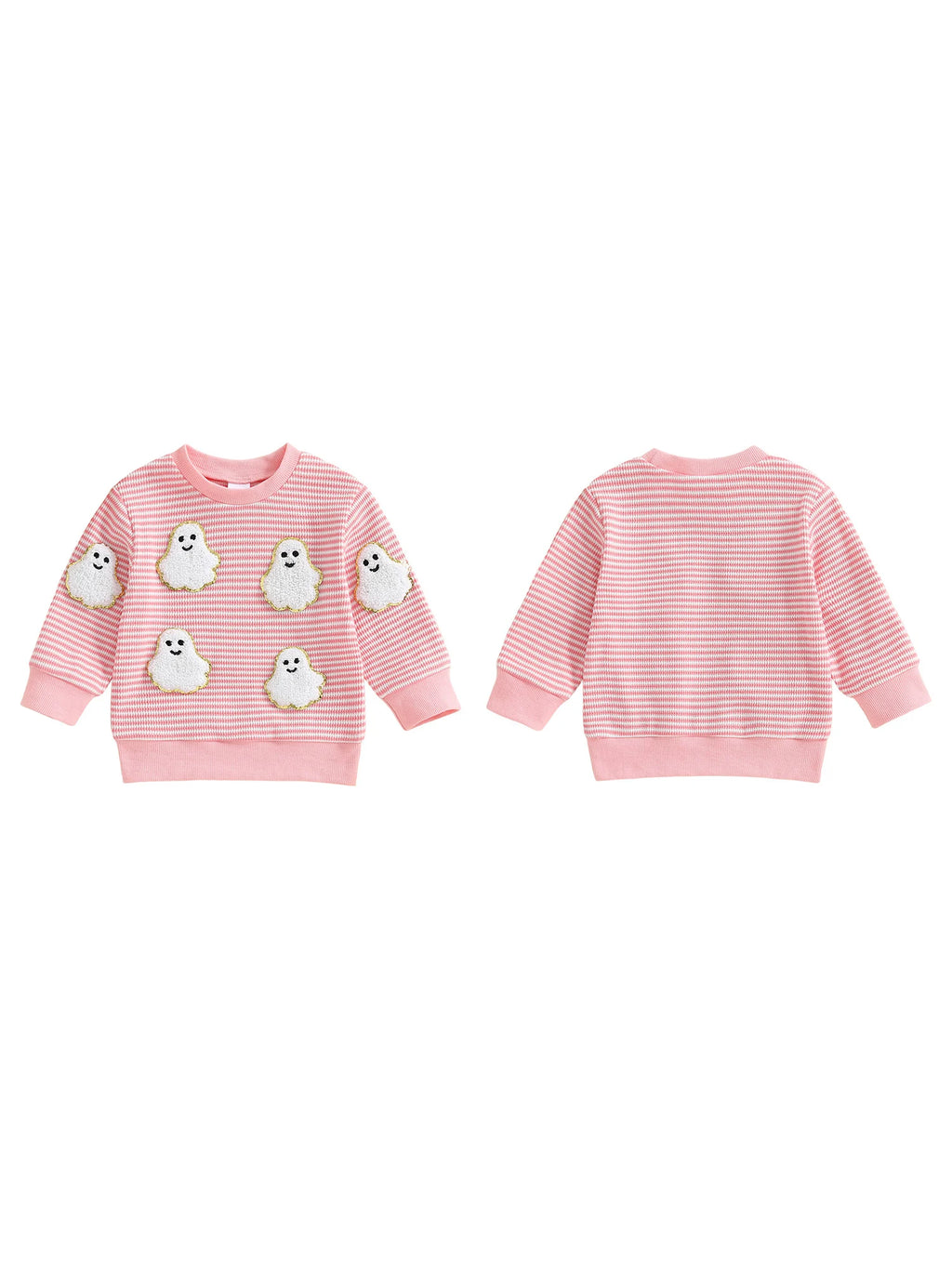 Baby Toddler Girls Boys Long Sleeve Crew Neck Ghost Pumpkin Striped Pullover Halloween Top Clothes