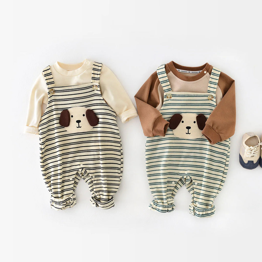 Doggy Striped Baby Jumpsuit Romper