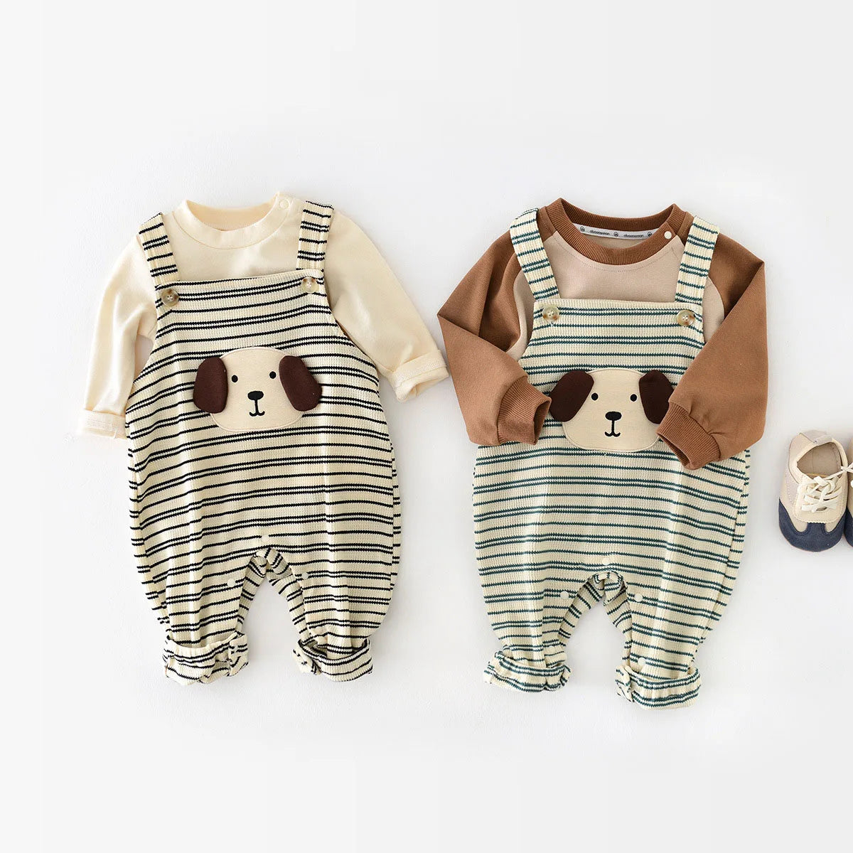Doggy Striped Baby Jumpsuit Romper