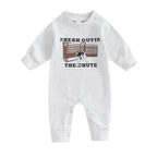 Baby Boy Girl Rompers Western Bull Head Letter Print Long Sleeve Jumpsuit Fall Clothes