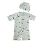 Boys Printed Zip Up Swimsuit