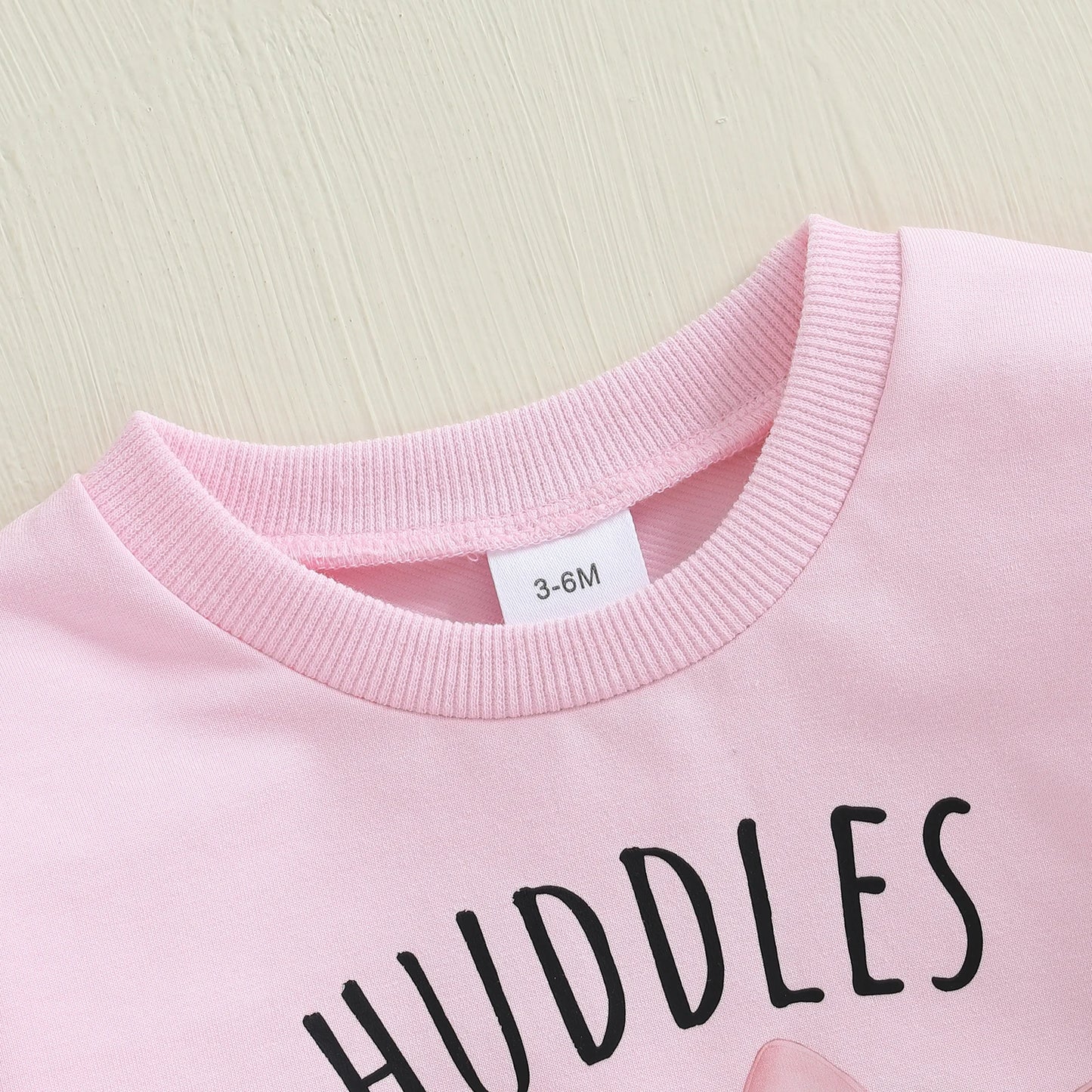 Baby Girl Huddles and Cuddles Bubble Romper Long Sleeve Crew Neck Bow Football Print Bodysuit Clothes