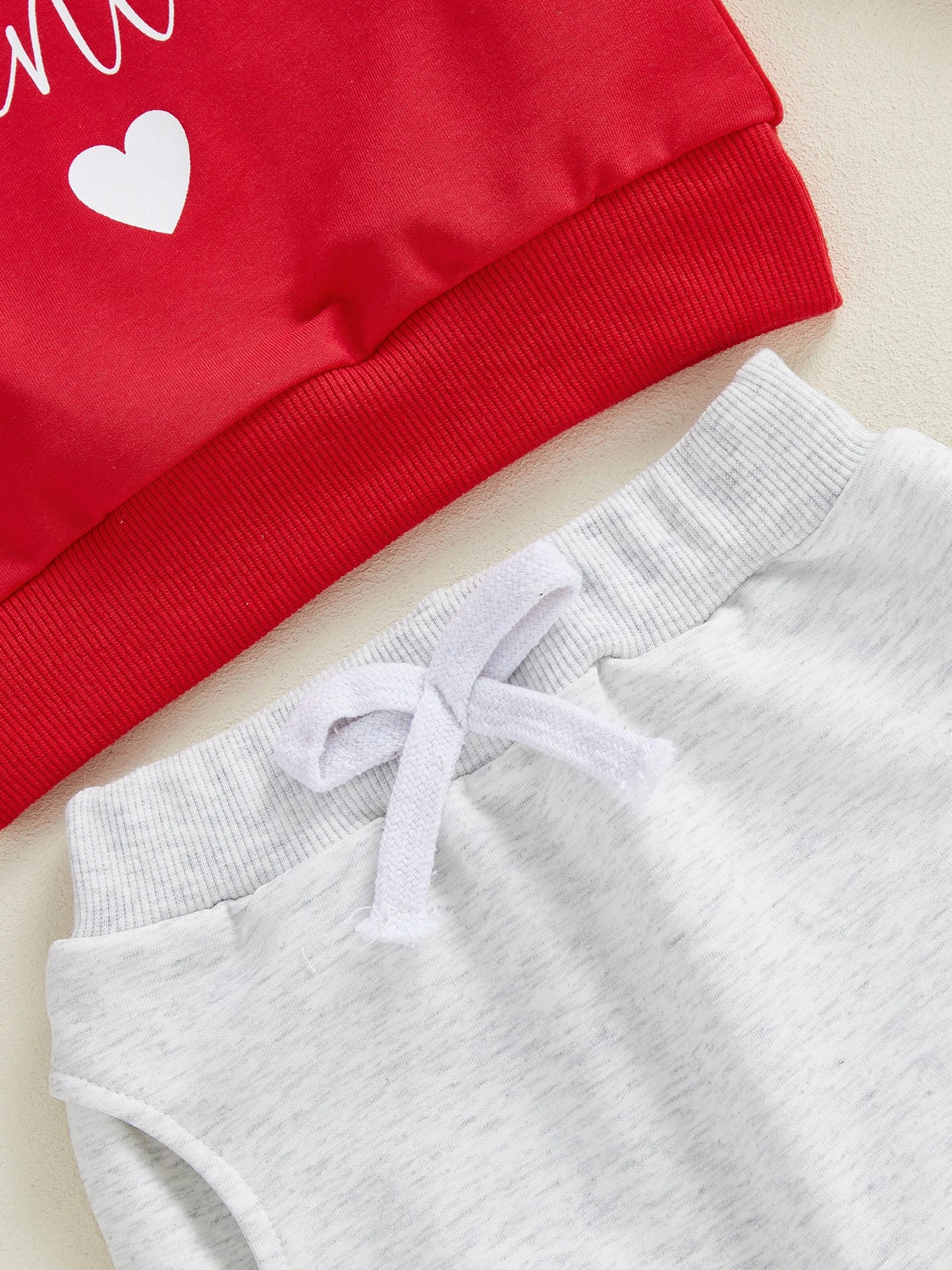 Baby Toddler Girls Boys 2Pcs Valentines Day Outfit Daddy's / Mama's Valentine Heart Letter Long Sleeve Top and Solid Joggers 2 Piece Jogger Set