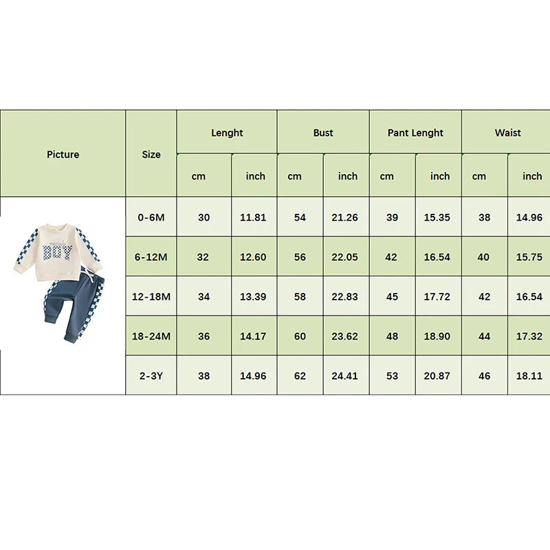 Baby Toddler Boys Girls 2Pcs Mama's Boy / Girl Outfit Checkered Letter Print Long Sleeve Crewneck Top and Elastic Pants Jogger Set