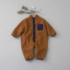 Fleece Patchwork Jumpsuit Outwear Romper