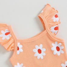 Load image into Gallery viewer, Toddler Baby Girl 2Pcs Bodysuit Floral Print Flutter Sleeve Ruffle Shorts Summer Bodysuit Set
