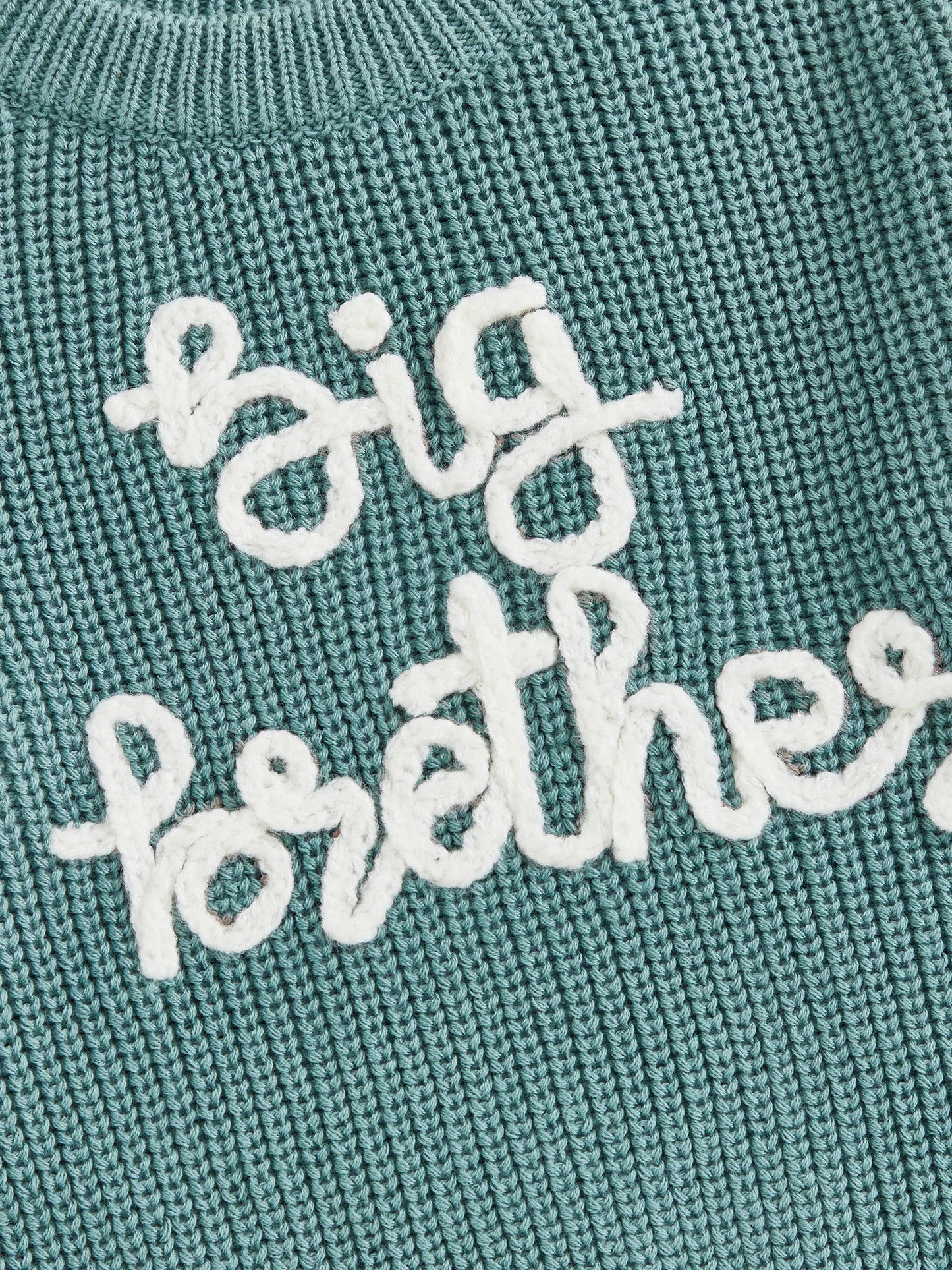 Toddler Boy Big Brother Fall Sweater Letter Embroidered Crewneck Long Sleeve Pullover Chunky Knit Tops