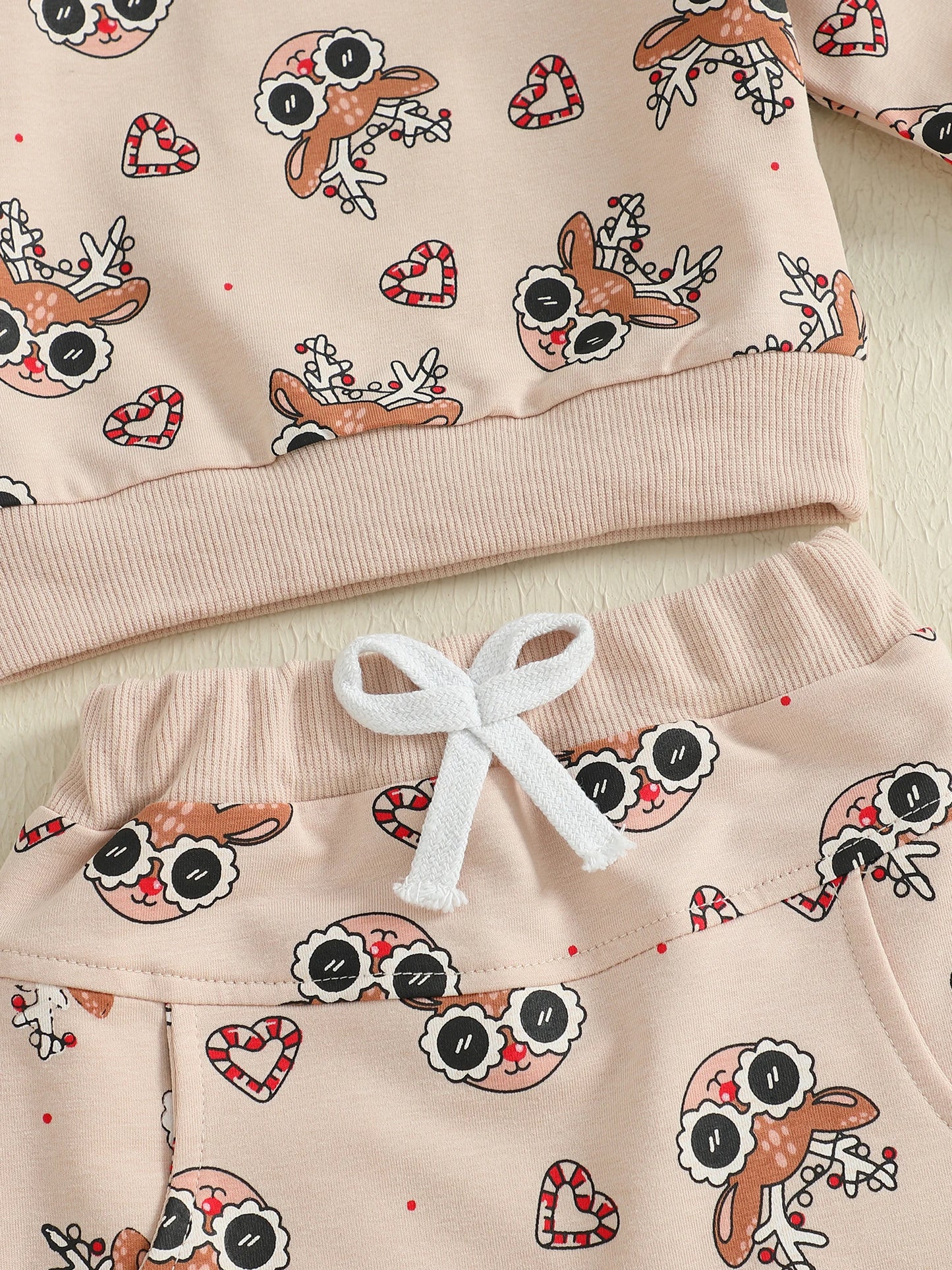 Baby Toddler Girls Boys 2Pcs Clothes Jogger Set Christmas Reindeer Pattern Long Sleeve Pullover Pants Outfit