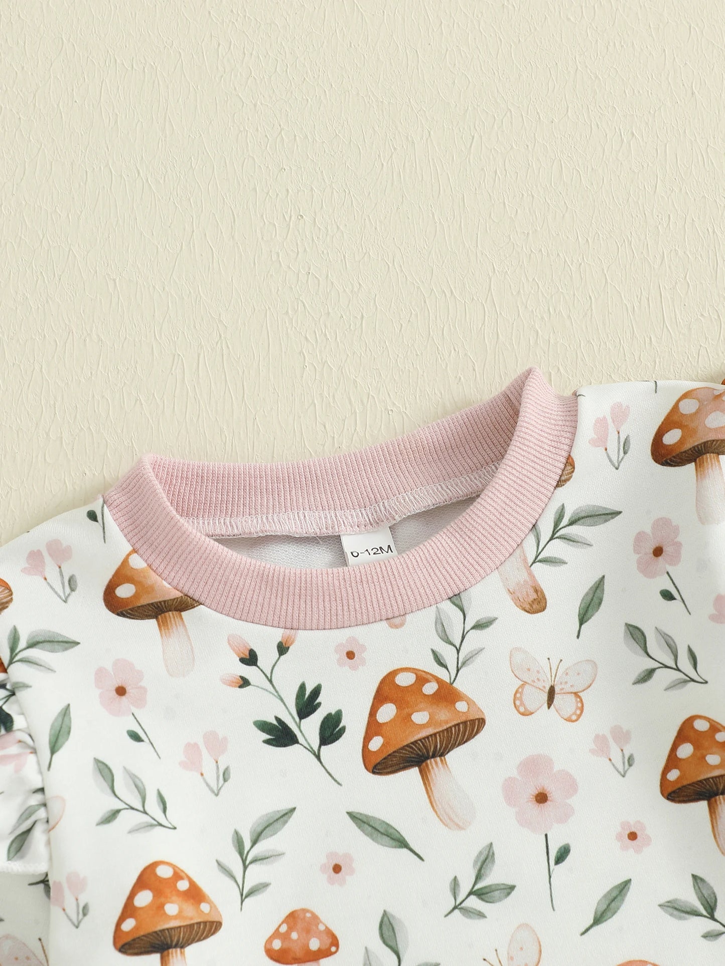 Baby Toddler Girl 2Pcs Fall Outfit Long Sleeve Mushroom Floral Print Top + Pants Jogger Set Clothes