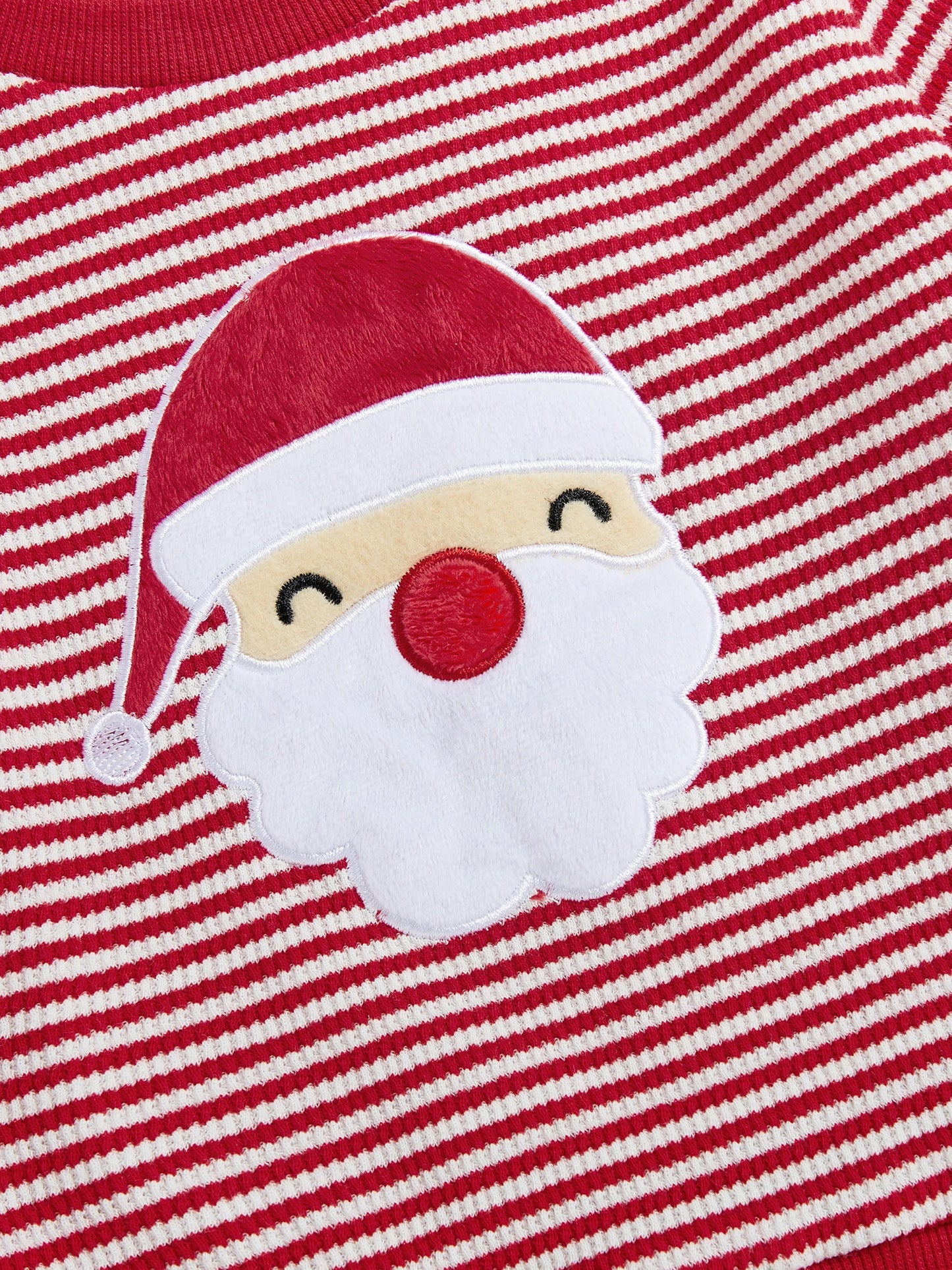 Baby Toddler Boys 2Pcs Striped Set Santa Claus Embroidery Long Sleeve Pullover Top with Pants Christmas Outfit