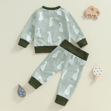 Load image into Gallery viewer, Baby Toddler Boys Girls 2Pcs Fall Outfit Duck Print Long Sleeve Top Elastic Waist Pants Set
