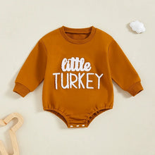 Load image into Gallery viewer, Baby Boys Girls Thanksgiving Gobble Baby / Little Turkey Bubble Romper Letter Embroidery Round Neck Long Sleeve Fall Jumpsuit
