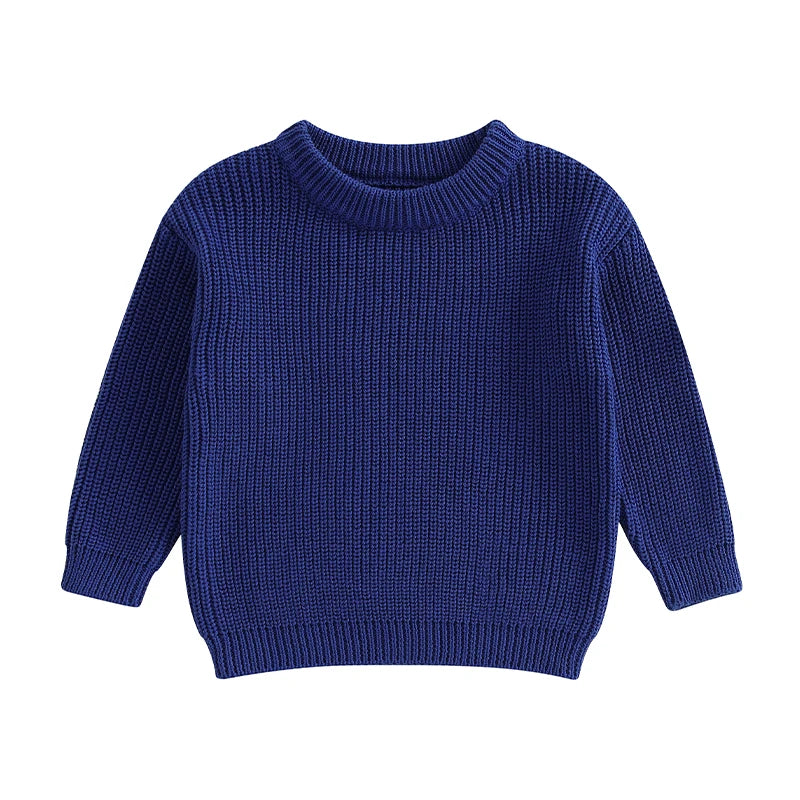 Baby Toddler Girls Boys Sweaters Knitting Pullovers Tops Solid Color Basic Cotton Long Sleeve Sweater Top