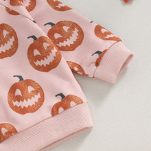 Load image into Gallery viewer, Baby Toddler Girl 2Pcs Halloween Outfits Long Sleeve Pumpkin Jack O&#39;Lantern Pullover Screw Neck Top Long Pants Sets
