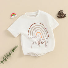 Load image into Gallery viewer, Baby Boy Girl His Plan Is Perfect Romper Short Sleeve Crew Neck Rainbow Letters Print Jumpsuit Clothes
