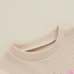 Toddler Kids Big Brother / Sister Pullover Letter Embroidery Round Neck Contrasting Color Long Sleeve Waffle Top
