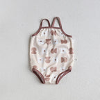 Baby Girls Floral Bandage Swimsuit With Hat Set