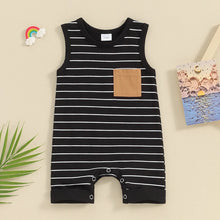 Load image into Gallery viewer, Baby Boys Girls Rompers Clothing Striped Print Sleeveless Tank Top Pocket Jumpsuits Long Pants
