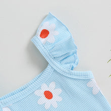 Load image into Gallery viewer, Toddler Baby Girl 2Pcs Bodysuit Floral Print Flutter Sleeve Ruffle Shorts Summer Bodysuit Set
