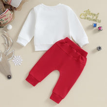 Load image into Gallery viewer, Baby Toddler Boys Girls 2Pcs Christmas Outfits Letter Print Santa Baby Long Sleeve Crew Neck Top Solid Color Long Pants Set
