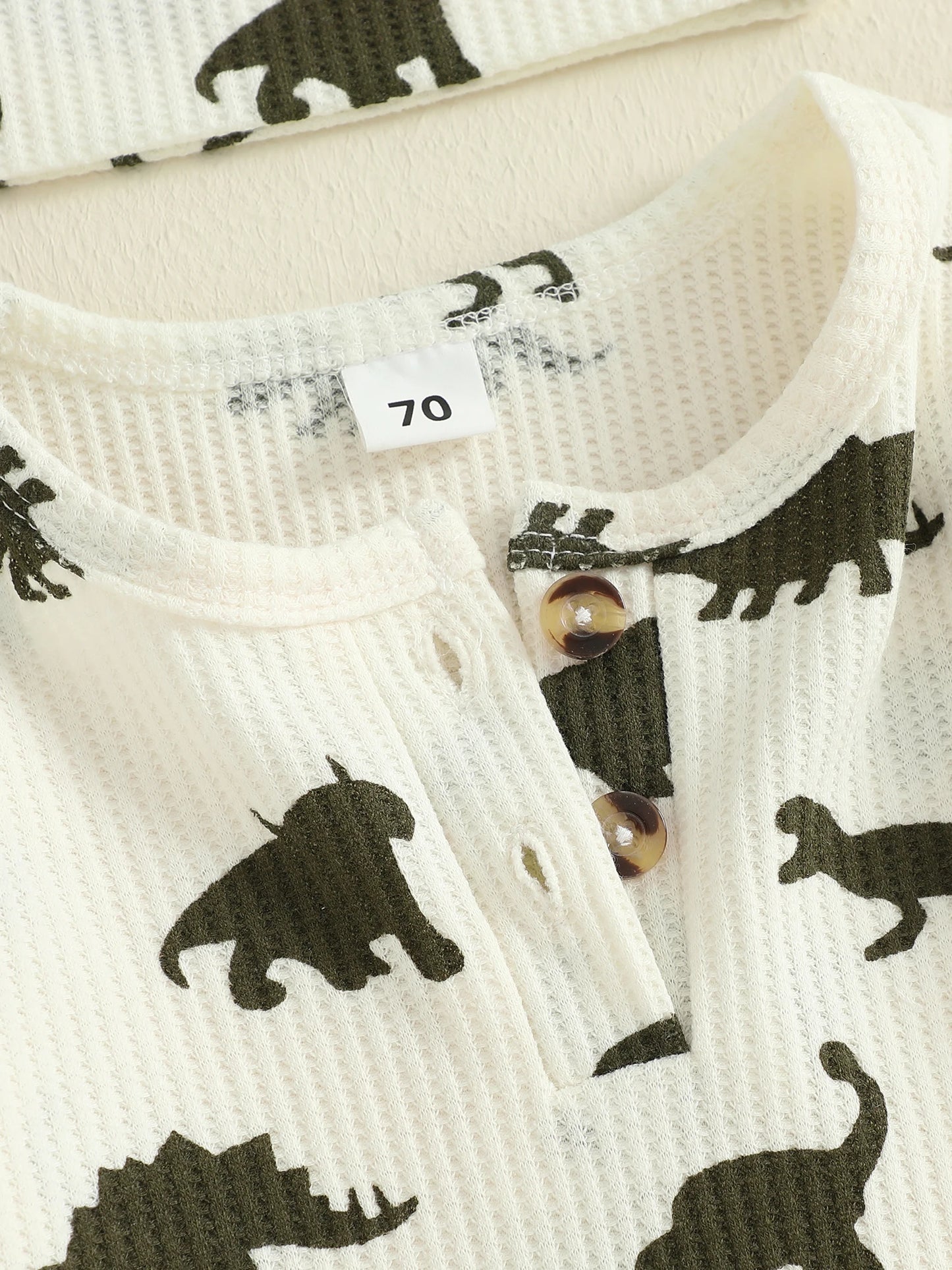 Baby Boys Girls 2Pcs  Jumpsuit Set Long Sleeve Crew Neck Dinosaur Print Fall Casual Romper with Hat