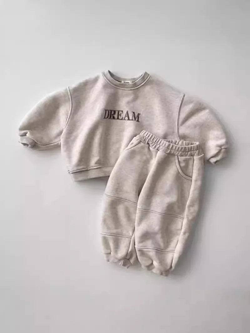 Baby Toddler Boys Girls 2Pcs Dream Casual Long Sleeve Top + Pants Jogger Suit Set Letter Print Outfit