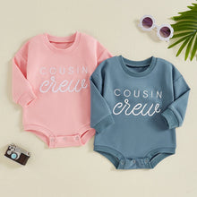 Load image into Gallery viewer, Baby Girl Boy Cousin Crew Romper Letter Embroidery Baby Long Sleeve Jumpsuit Cute Matching Family Clothes
