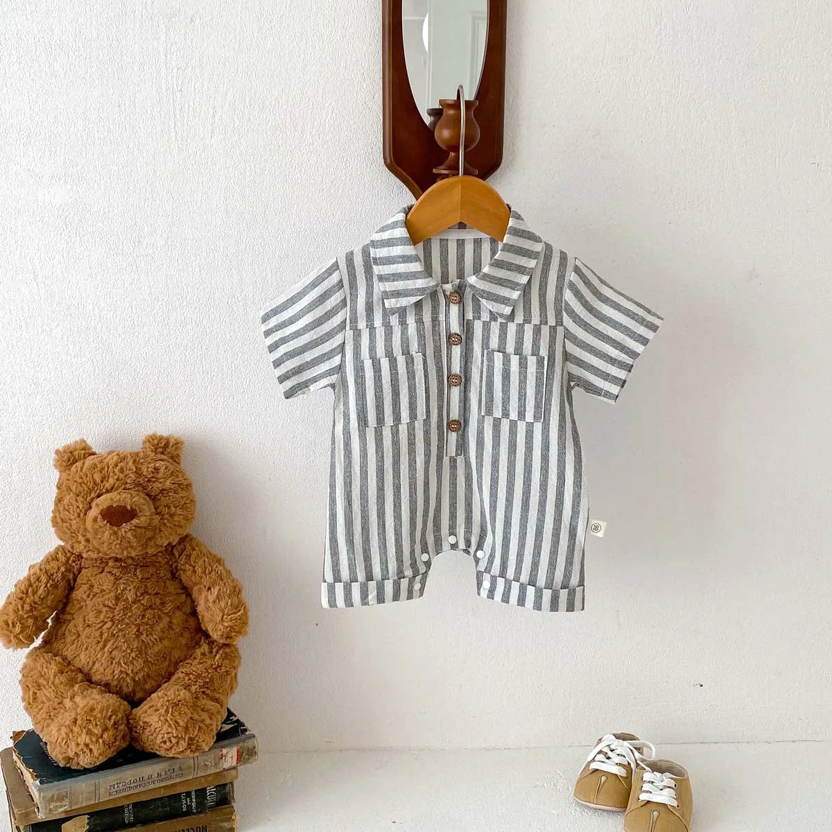 Boys Striped Linen Jumpsuit Romper