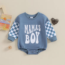 Load image into Gallery viewer, Baby Boy Rompers Checkerboard Long Sleeve Round Neck Letter Mama&#39;s Boy Print Bodysuits Playsuits
