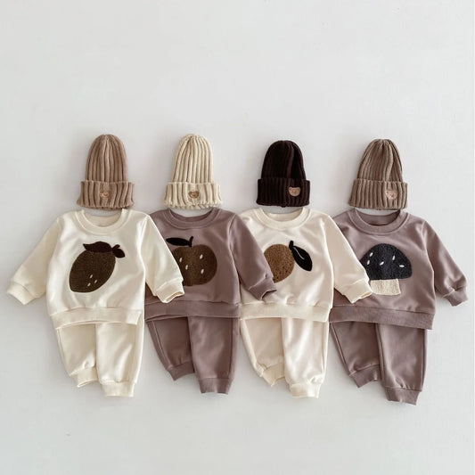 Baby Toddler Boy Girl 2Pcs Clothes Set Autumn Winter Infant Jogger Set Long Sleeve Pullover Top Pant Suit Outfit