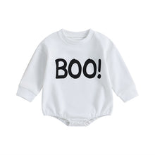 Load image into Gallery viewer, Baby Toddler Girls Boys Halloween Bodysuit Long Sleeve Crew Neck Ghost Letters Print Jumpsuit Romper
