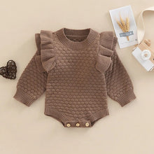 Load image into Gallery viewer, Baby Toddler Girl Romper Knit Ruffle Long Sleeve Jumpsuit
