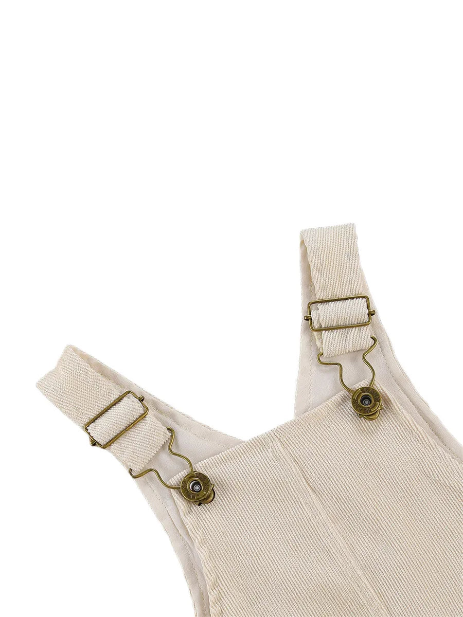 Baby Toddler Boys Girls Suspender Pants Jumpsuit With Buttons Fit Solid Color Overalls Romper