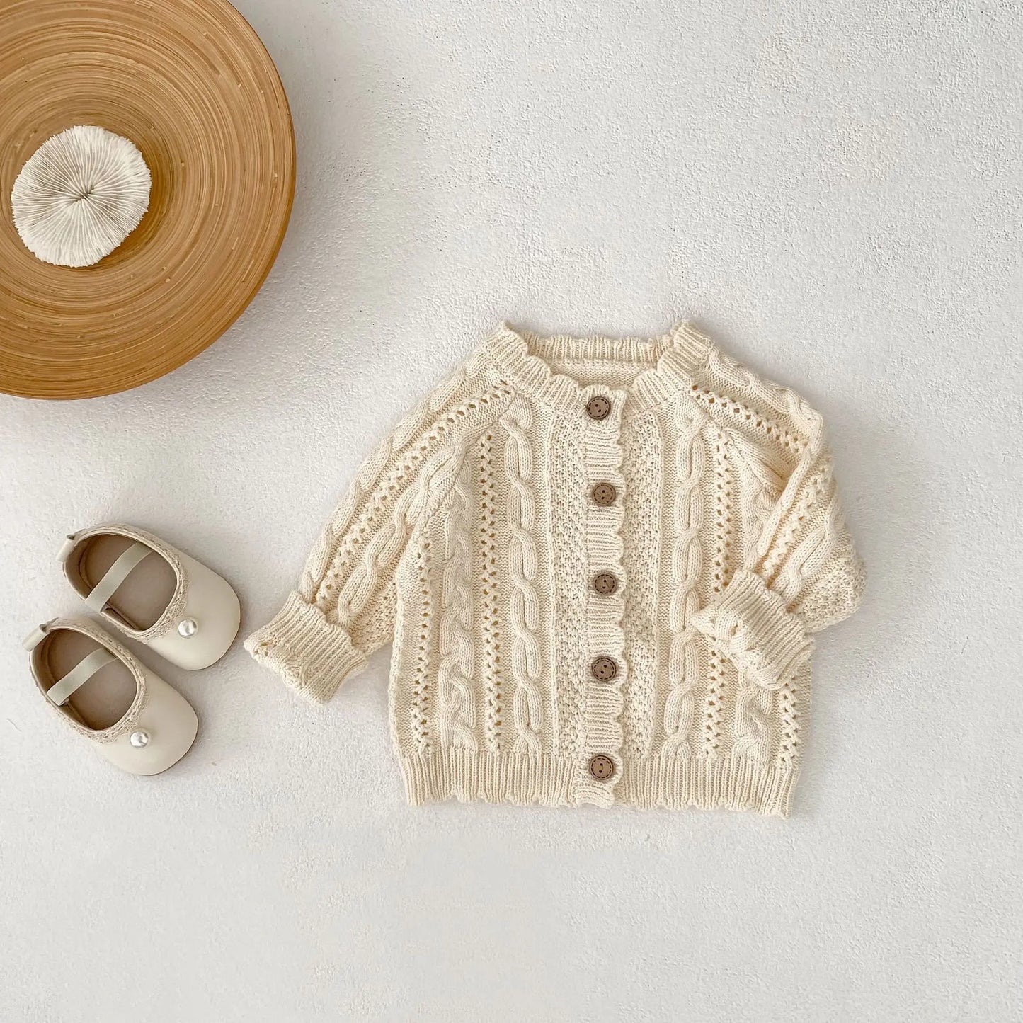 Baby Toddler Girl Sweater Cardigan Winter Clothes Long Sleeve Knitwear Warm Thick Button Up Knit Top